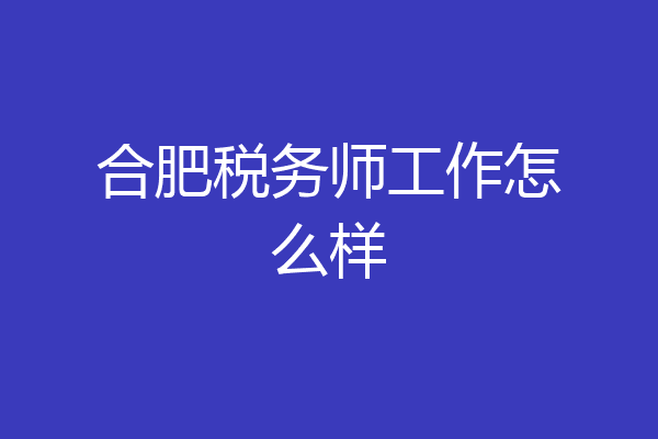 合肥税务师工作怎么样