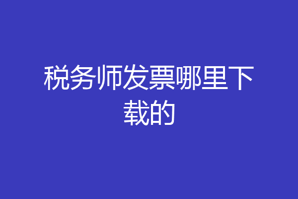 税务师发票哪里下载的
