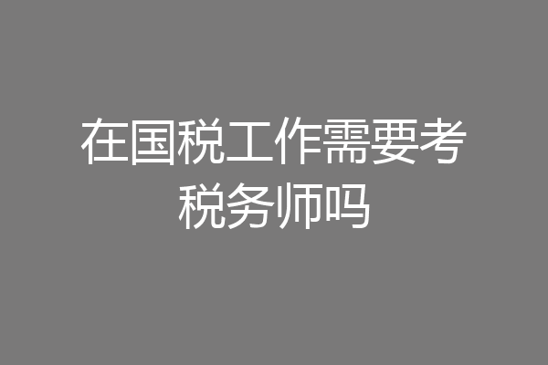 在国税工作需要考税务师吗