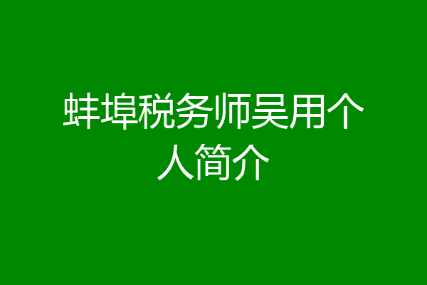 蚌埠税务师吴用个人简介