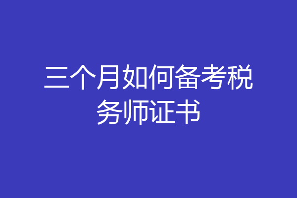 三个月如何备考税务师证书