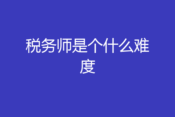 税务师是个什么难度