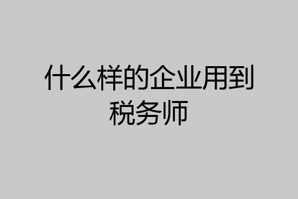 什么样的企业用到税务师
