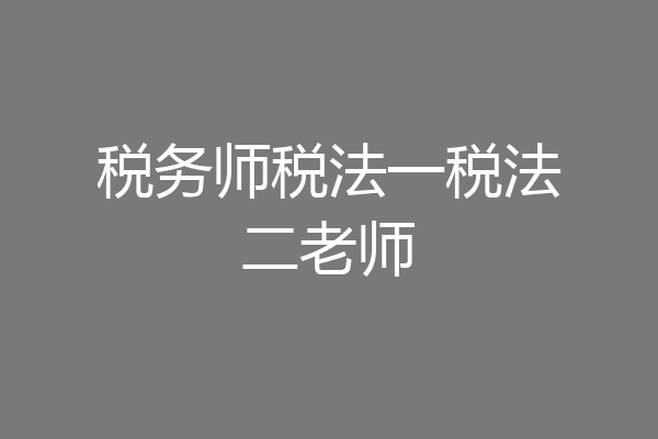 税务师税法一税法二老师