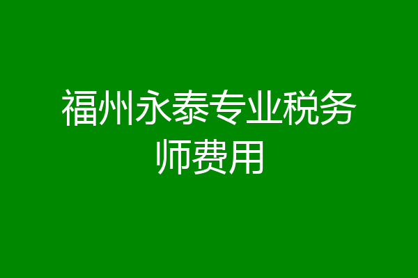 福州永泰专业税务师费用
