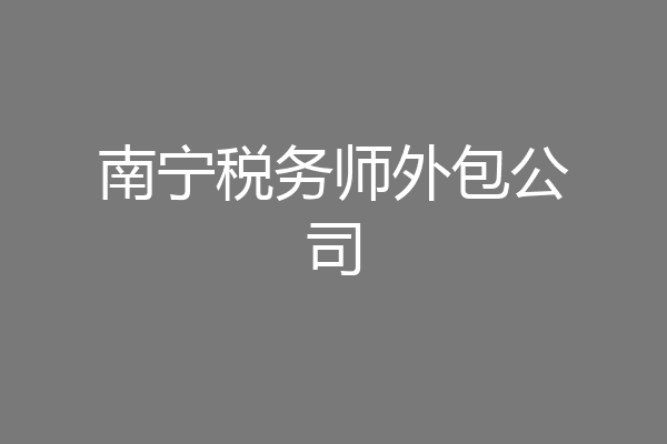 南宁税务师外包公司