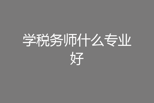 学税务师什么专业好