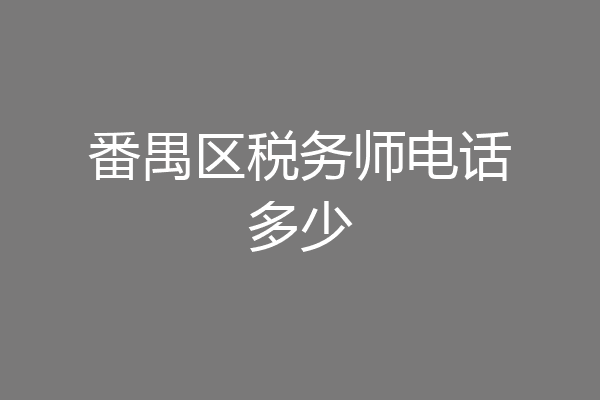 番禺区税务师电话多少