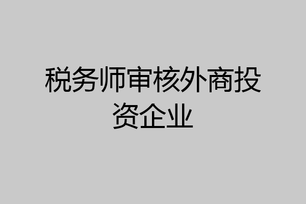 税务师审核外商投资企业