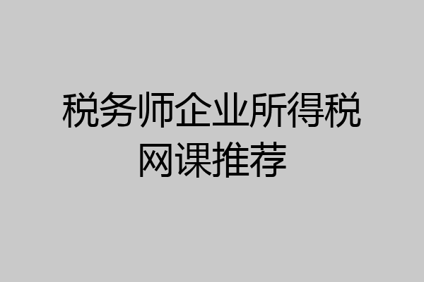 税务师企业所得税网课推荐