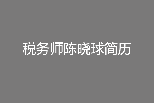 税务师陈晓球简历