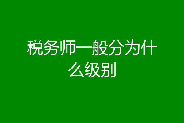 税务师一般分为什么级别