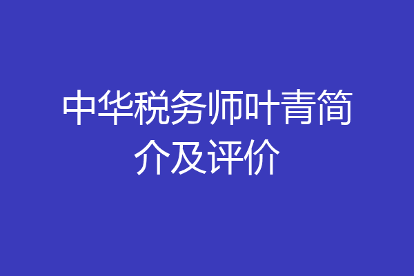 中华税务师叶青简介及评价