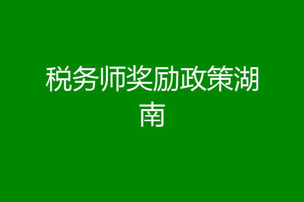 税务师奖励政策湖南
