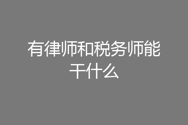 有律师和税务师能干什么