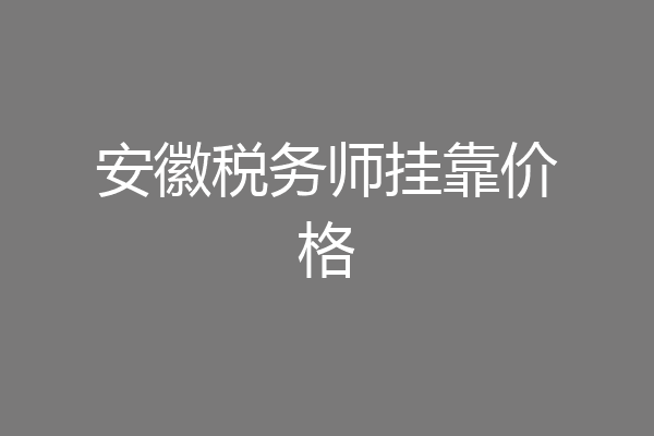 安徽税务师挂靠价格