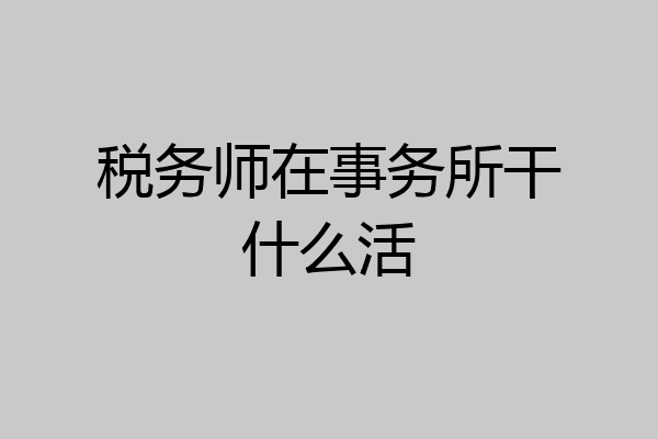 税务师在事务所干什么活
