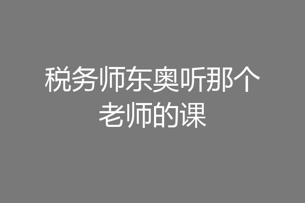 税务师东奥听那个老师的课