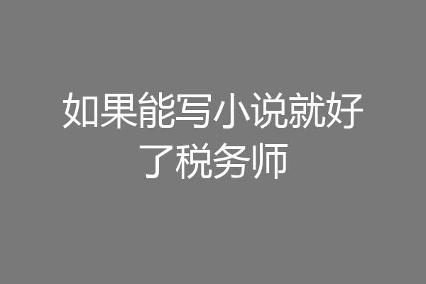 如果能写小说就好了税务师