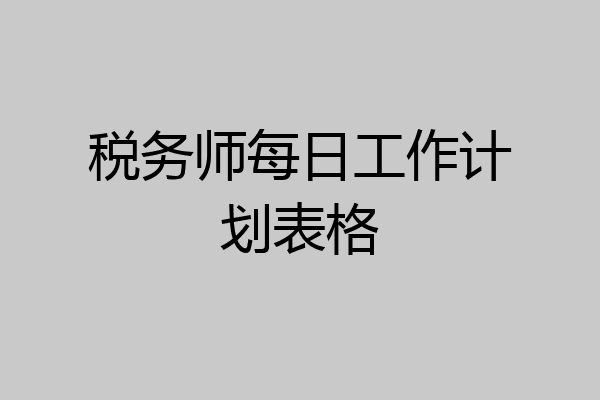 税务师每日工作计划表格
