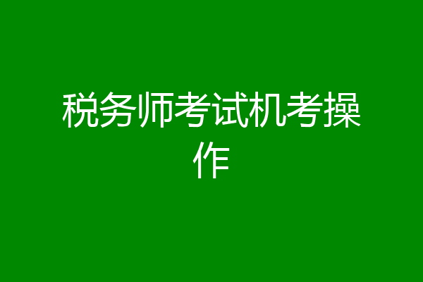 税务师考试机考操作