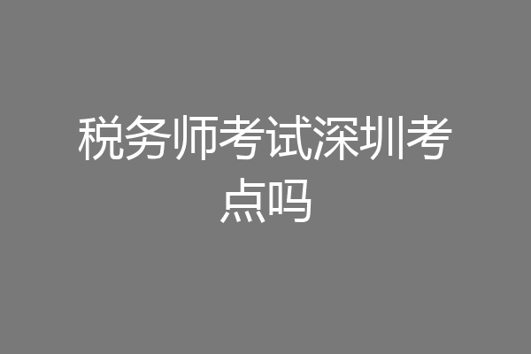 税务师考试深圳考点吗