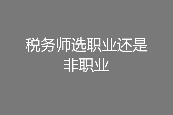 税务师选职业还是非职业