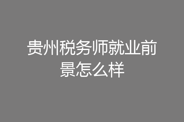贵州税务师就业前景怎么样
