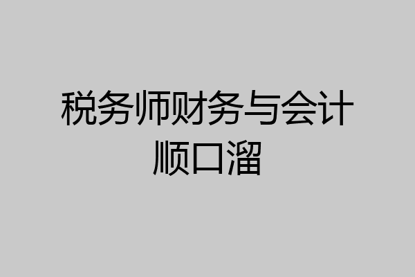 税务师财务与会计顺口溜