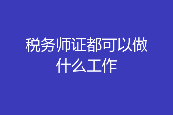 税务师证都可以做什么工作
