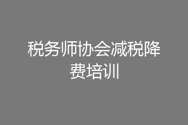 税务师协会减税降费培训