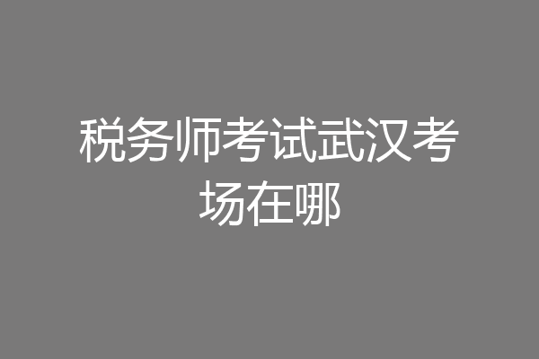 税务师考试武汉考场在哪