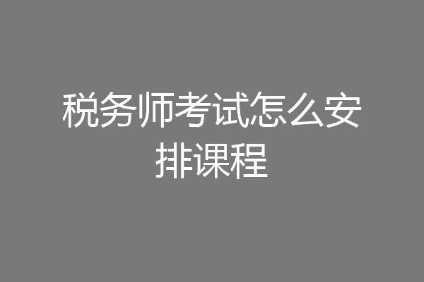 税务师考试怎么安排课程