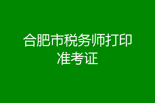 合肥市税务师打印准考证