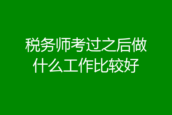 税务师考过之后做什么工作比较好