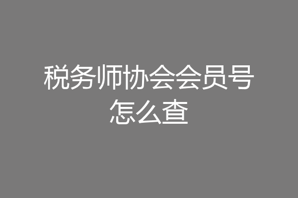 税务师协会会员号怎么查