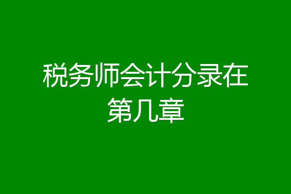 税务师会计分录在第几章