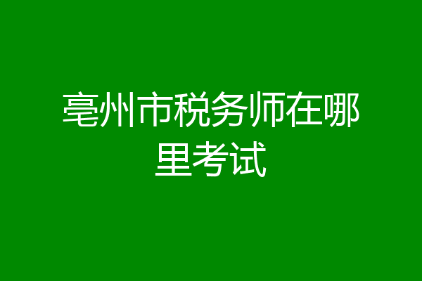 亳州市税务师在哪里考试