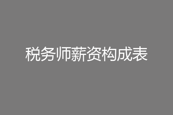 税务师薪资构成表