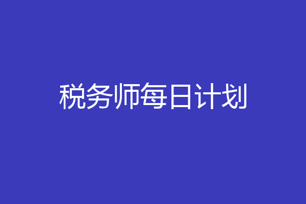 税务师每日计划