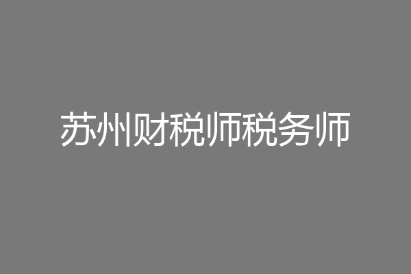 苏州财税师税务师
