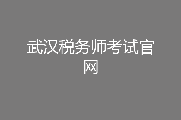 武汉税务师考试官网