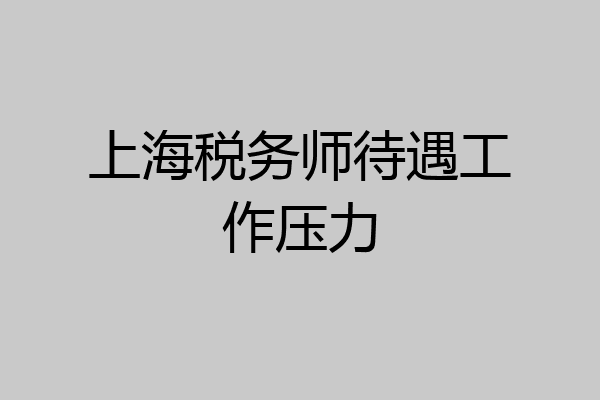 上海税务师待遇工作压力