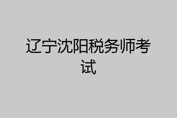 辽宁沈阳税务师考试