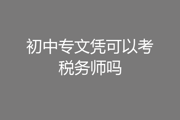 初中专文凭可以考税务师吗