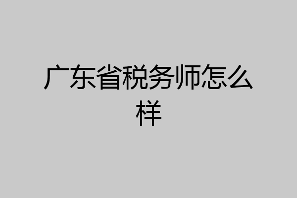 广东省税务师怎么样