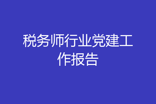 税务师行业党建工作报告