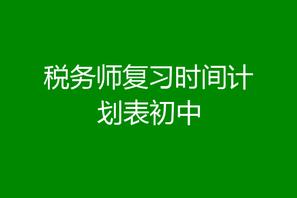 税务师复习时间计划表初中