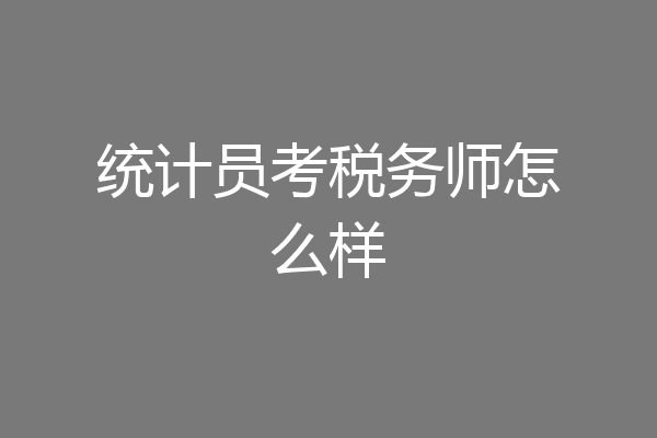 统计员考税务师怎么样