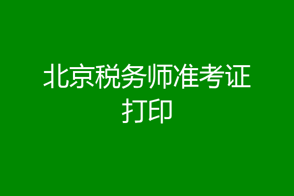 北京税务师准考证打印